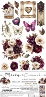 Extras to Cut Set – Flowers & More – Plum And Caramel,15,75x30,5cm, mirror print, 250 gsm (18 sheets, 9 designs, 2x9 double-sided sheets + 2x bonus on the cover)