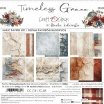Basic Paper Set 20,3x20,3cm Timeless Grace, 250 gsm (24 sheets, 12 designs, 4x6 double-sided sheets +4x bonus design on the cover)