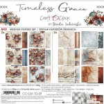 Mix Paper Set 20,3x20,3cm Timeless Grace, 250 gsm (24 sheets, 24 designs – collection and basic designs, 2x12 double-sided sheets +5x bonus design on the cover)