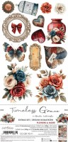 Extras to Cut Set – Flowers & More – Timeless Grace,15,75x30,5cm, mirror print, 250 gsm (18 sheets, 9 designs, 2x9 double-sided sheets + 2x bonus on the cover)