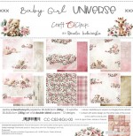 Paper Collection Set 30,5x30,5cm Baby Girl Universe, 250 gsm (6 double-sided sheets, 12 designs, bonus design 30,5x30,5 cm on the cover)