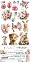 Extras to Cut Set – Flowers & More – Baby Girl Universe,15,75x30,5cm, mirror print, 250 gsm (18 sheets, 9 designs, 2x9 double-sided sheets + 2x bon