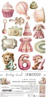 Extras to Cut Set – Baby Girl – Baby Girl Universe,15,75x30,5cm, mirror print, 250 gsm (18 sheets, 9 designs, 2x9 double-sided sheets + 2x bonus on