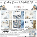 Paper Collection Set 20,3x20,3cm Baby Boy Universe, 250 gsm (24 sheets, 12 designs, 4x6 double-sided sheets + 4x bonus design on the cover)