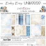 Basic Paper Set 20,3x20,3cm Baby Boy Universe, 250 gsm (24 sheets, 12 designs, 4x6 double-sided sheets +4x bonus design on the cover)