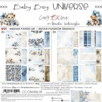 Mix Paper Set 20,3x20,3cm Baby Boy Universe, 250 gsm (24 sheets, 24 designs – collection and basic designs, 2x12 double-sided sheets +5x bonus design