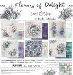 Paper Collection Set 30,5x30,5cm Flowers Of Delight, 250 gsm (6 double-sided sheets, 12 designs, bonus design 30,5x30,5 cm on the cover)