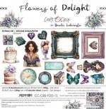 Extras to Cut Set – Delight – Flowers Of Delight, 30,5x31,5cm, mirror print, 250 gsm (8 sheets, 4 designs, 2x4 double-sided sheets + 2x bonus on th