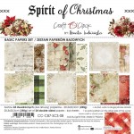 Basic Paper Set 20,3x20,3cm Spirit Of Christmas, 250 gsm (24 sheets, 12 designs, 4x6 double-sided sheets +4x bonus design on the cover)