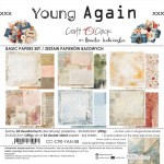 Basic Paper Set 20,3x20,3cm Young Again, 250 gsm (24 sheets, 12 designs, 4x6 double-sided sheets +4x bonus design on the cover)