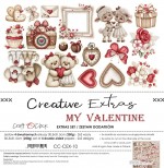 Creative Extras Set 10 – My Valentine, 30,5x31,5cm, mirror print, 250 gsm (4 sheets, 2 designs, 2x2 double-sided sheets + 2x bonus on the cover)
