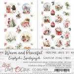 Digi Label Christmas Set Warm and Peaceful, 15,5x30,5cm (6 sheets, 2 designs, 3x2 one-sided sheets, 250g)