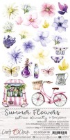 Extras to Cut Set Summer Flowers, 15,5x30,5cm, 250 gsm (12 sheets, 6 designs, 2x6 double-sided sheets + bonus design on the cover)