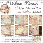Paper Collection Set 20,3x20,3cm Vintage Beauty, 190 gsm (24 sheets, 12 designs, 4x6 double-sided sheets + bonus design on the cover)