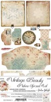Junk Journal Set Vintage Beauty, 15,5x30,5cm, 250 gsm (12 sheets, 6 designs, 2x6 double-sided sheets + bonus design on the cover) (clr 30)