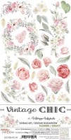 Extras to Cut Set – Flowers – Vintage Chic, 15,5x30,5cm, mirror print, 250 gsm (12 sheets, 6 designs, 2x6 double-sided sheets + bonus design on the cover)