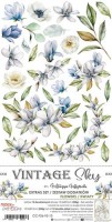 Extras to Cut Set – Flowers – Vintage Sky, 15,5x30,5cm, mirror print, 250 gsm (12 sheets, 6 designs, 2x6 double-sided sheets + bonus design on the cover)