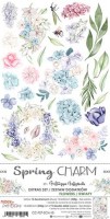 Extras to Cut Set – Flowers – Spring Charm, 15,5x30,5cm, mirror print, 250 gsm (12 sheets, 6 designs, 2x6 double-sided sheets + bonus design on the cover)