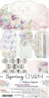 Junk Journal Set Spring Charm, 15,5x30,5cm, 250 gsm (12 sheets, 6 designs, 2x6 double-sided sheets + bonus design on the cover)