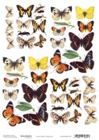 Rice paper A4 (21x29,7cm) Butterflies, Mixed Media, 25/30g