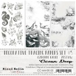 Tracing Papers Set 5 Ocean Deep, Mixed Media, 15,5x30,5cm, 190 gsm (3 one-sided sheets, 3 designs, black print)