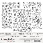 Tracing Papers Set 10 Universal - Flora, Mixed Media, 15,5x30,5cm, 190 gsm (3 one-sided sheets, 3 designs, black print)
