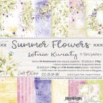Paper Collection Set 20,3x20,3cm Summer Flowers, 190 gsm (24 sheets, 12 designs, 4x6 double-sided sheets + bonus design on the cover)