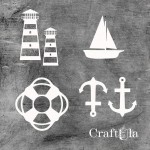 Set of Chipboard Seaside 4 (largest 12,5x5x0,15cm)