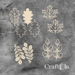 Set of Chipboard Leaves with a shaker 2 ( largest 8,6x6x0,15cm)