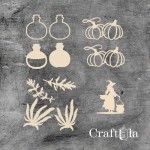 Set of Chipboard the Witch with a shaker 3 ( largest 7x4x0,15cm)