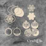 Set of Chipboard Christmas Baubles with a shaker 0881 (dia around 7cm each)