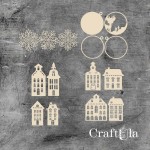 Set of Chipboard Winter Houses with a shaker 1045 (largest 8,5x3,5x0,15cm)