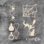 Set of Chipboard the Witch with a shaker 5 ( largest 7x8x0,15cm)