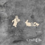 Set of Chipboard Bunnies (2 pcs, 7x5x0,15cm each)