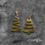 Set of mirrored gold plexiglass Christmas Trees (2 pcs, 8x4cm, 6x4cm)