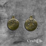 Set of mirrored gold plexiglass Christmas Baubles (2 pcs, 2 designs, 5x4 cm)