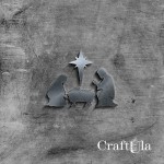 Set of mirrored silver plexiglass Christmas nativity scene (2 pcs, 2 designs, 8x6 cm)