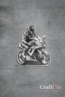 Mirrored silver plexiglass Man on a Motorcycle (1 pcs, 9x7cm)