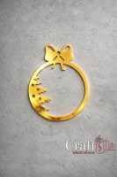 Mirrored gold plexiglass Christmas Bauble 134 (1 pcs, 6x5cm)