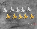 Mirrored plexiglass Mini Pigeons (10 pcs, 5 silver, 5 gold, 1,5x1,5cm)