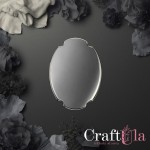 Mirrored silver plexiglass mini card base – Oval 2 (2 pcs, 8x7cm)
