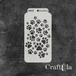 Stencil 0006T – Paw prints, 8x16 cm x 0,35 mm, semi-translucent