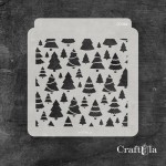 Stencil 0046k – Christmas Trees, 15x16 cm x 0,35 mm, semi-translucent