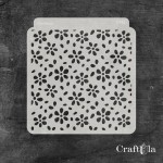 Stencil 0195 – Flowers, 15x16 cm x 0,35 mm, semi-translucent