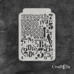 Stencil 072 – Numbers, 11x16 cm x 0,35 mm, semi-translucent