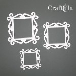 Set of Chipboard Frames 0012Z (3 pcs, approx. 14x14cm, 12x12cm, 9x9cm; x0,15cm)