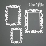 Set of Chipboard Frames 0017Z (3 pcs, approx. 14x10,5cm, 12x9cm, 9x7cm; x0,15cm)