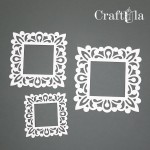 Set of Chipboard Frames 0018Z (3 pcs, approx. 14x14cm, 12x12cm, 9x9cm; x0,15cm)