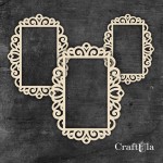 Set of Chipboard Frames 0043Z (3 pcs, approx. 14x10cm, 12x9cm, 9x6cm x0,15cm)