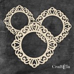 Set of Chipboard Frames 0045Z (3 pcs, dia approx. 14cm, 12cm, 9cm; x0,15cm)